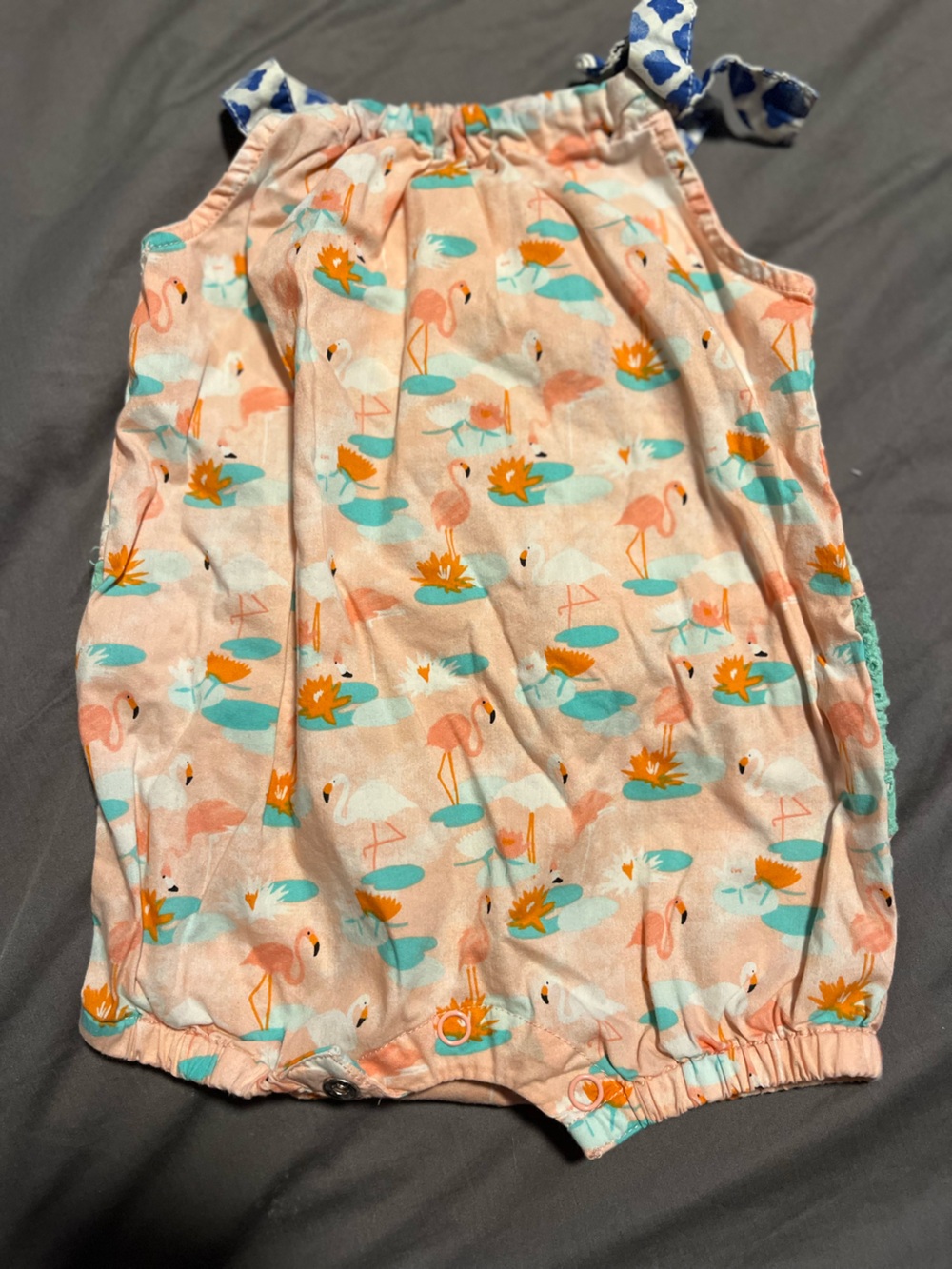 Matilda Jane Flamingo Print Romper - Peach & Teal